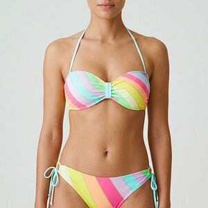 NWOT Colorful Floral Bikini Set - Light Blue w/ Colourful Detail - Size L